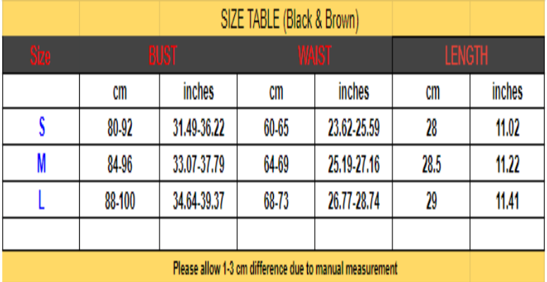 a table showing the size and weight of each table